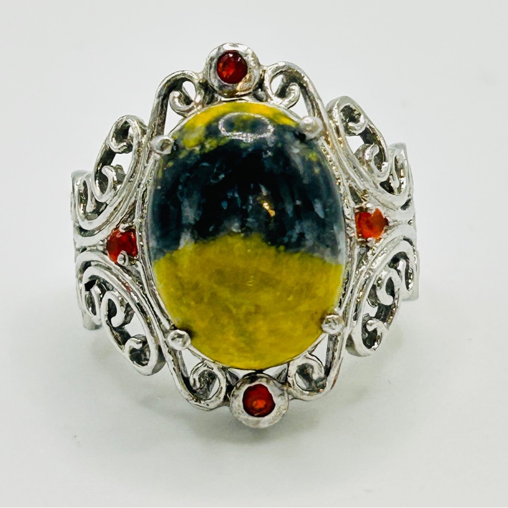 Bumblebee Jasper Ring; Size 5.75; Stainless Steel